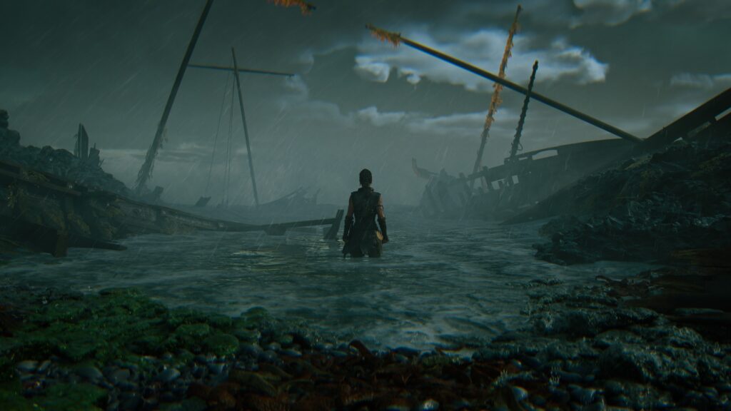 Senua in the middle of the beach in Senua's Saga: Hellblade ll