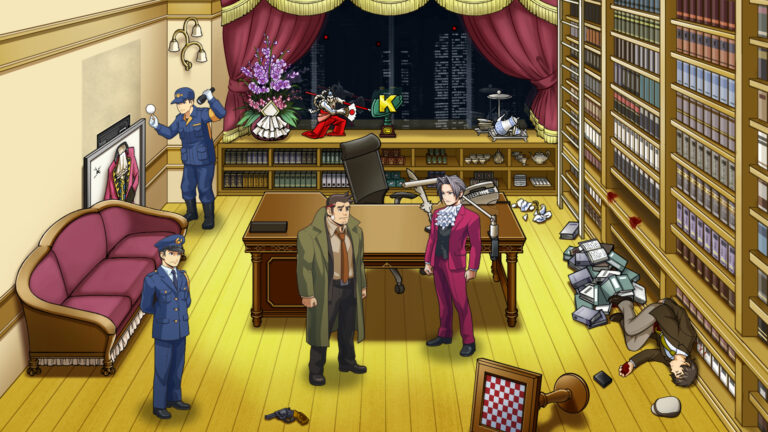 Characters investigating in Ace Attorney Investigations