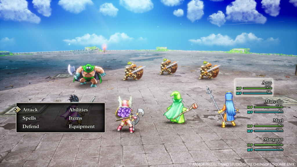 Dragon Quest lll HD-2D Remake Heroes in combat