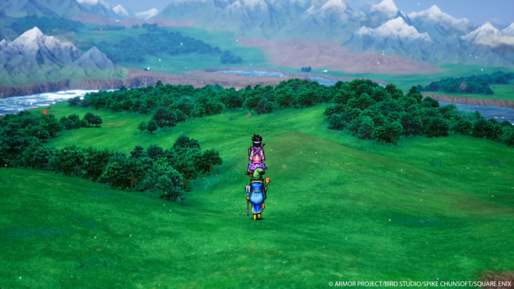 Dragon Quest lll HD-2D Remake Heroes roaming the overworld