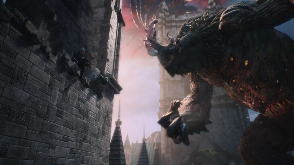 Nero facing a demon in DMC 5