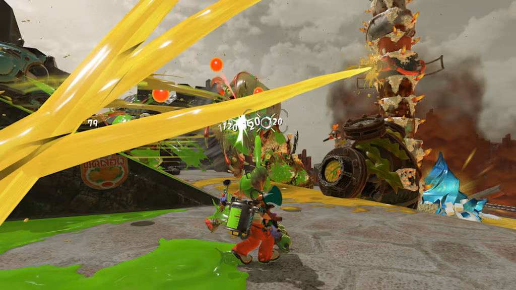 Splatoon Raiders fighting the hordes