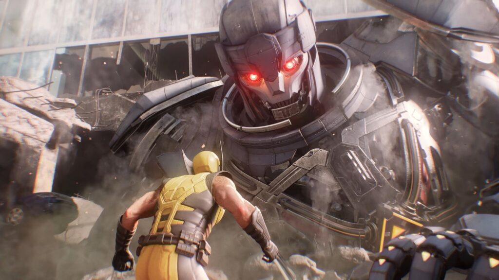 Wolverine fighting a Sentinel